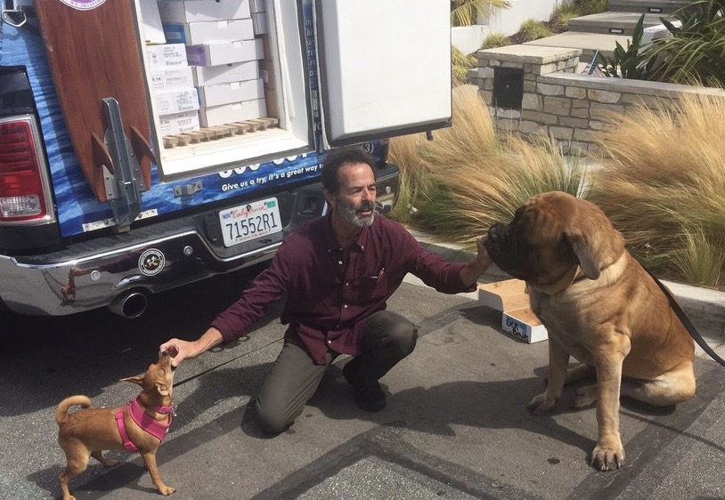 Mark delivering food with friends